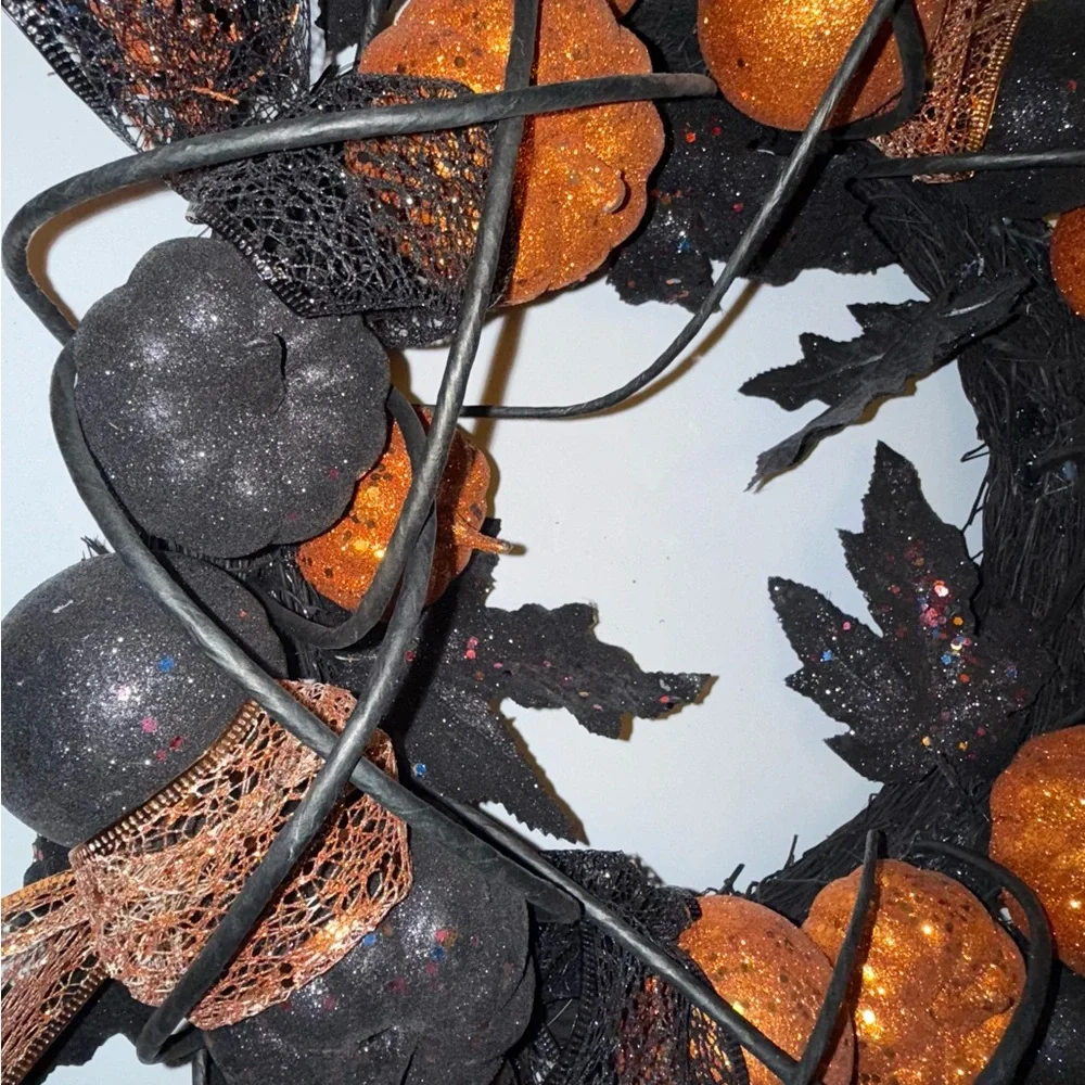 Halloween Wreath Pumpkins and Ribbons